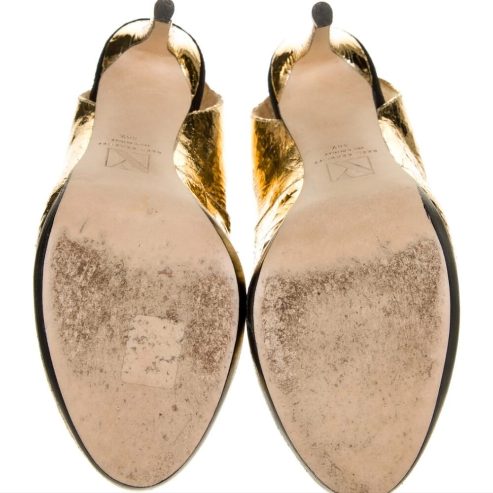 Reed Krakoff Crackled Gold Stiletto Slingback Platform Pumps size 6 1/2 - Picture 15 of 16